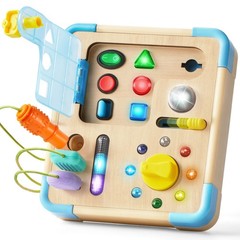 Busy Board with LED Light Switches Montessori Toys for Kids Baby 18 Months Old +