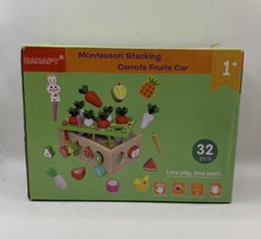 Uahapy Montessori Child Kid Stacking Vegetable Carrots Fruits Cart – Open Box