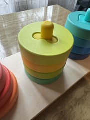 Lovevery Stack and Slide Wooden Stacking Toy Multicolor Shapes 25350001