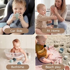 Stacking Cups Toy Silicone Baby Educational Fun Teething Set 7 Pieces