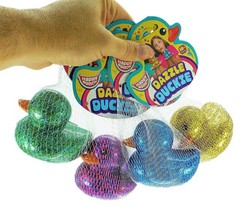 Ja-Ru Glitter Rubber Ducks Metallic Colors 3 24 Unit Assorted Fidget Toy For