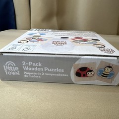 Little Town 2-Pack Wooden Puzzles 11-Piece Lady Bug & Insects, 18+ Months
