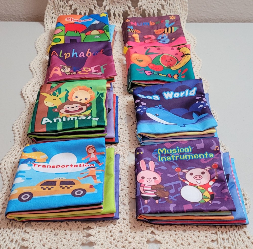 8 Handmade Soft Colorful Mini Books For Babies & Toddlers. Rustled. 4″ X 4″ WOW