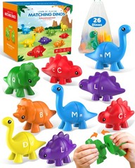 26PCS Dinosaur Alphabet Learning Toys, Montessori Educational Gifts for Toddlers