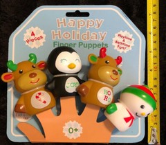 Christmas Reindeers/Snowman/Penguin Vinyl Finger Puppets/Bathtime/Tub Toys-NEW