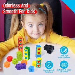 100 Math Linking Cubes, Math Cubes with 320 Reusable Stickers Manipulative Ge…