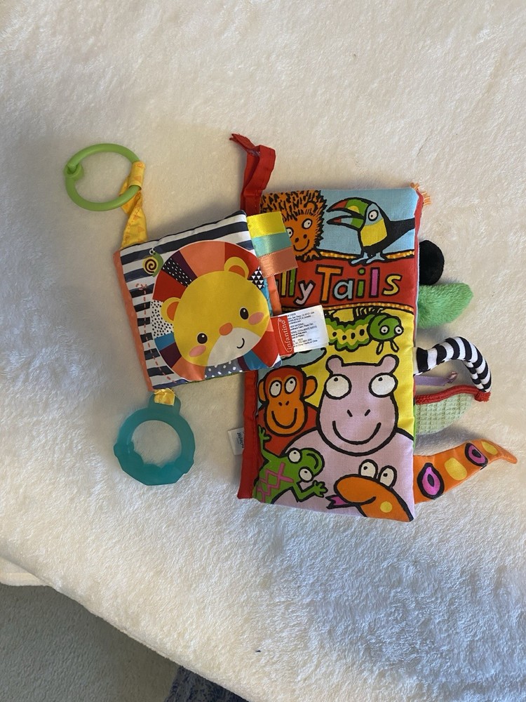 Jellycat Silly Tails Fabric Crinkle Book w/ BONUS Infantino Fabric Crinkle Book