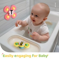 ALASOU 3PCS Suction Cup Spinner Toys for 1 Year Old Boy Small, Multicolor