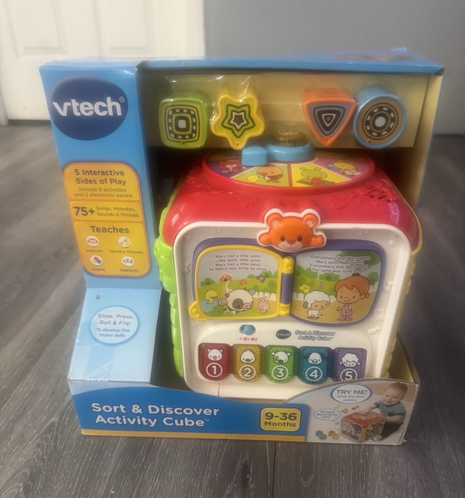 VTech Sort & Discover Activity Cube, Numbers & Letters, 9-36 Months