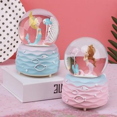 Mermaid Snow Globes,Snowglobes Music Box with Lights, Mermaid Musical Snow Gl…