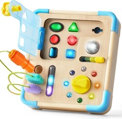 Busy Board with LED Light Switches Montessori Toys for Kids Baby 18 Months Old +