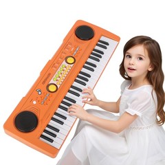 Kids Piano Keyboard 49 Keys with Microphone for 37 Girls Boys, Orange
