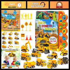 Construction Toys Set with Sound Books – Dig It! Build It! 20 PCS for Kids 3+