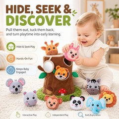 Arrowbash 13 Pcs Plush Animal Tree House Toy for Babies 6-24 Months, Hide and…