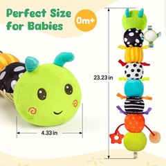 Baby Sensory Toys for 0-12 Months, Musical Caterpillar Tummy Time Toys
