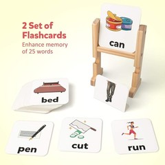 Wooden Reading Blocks & Spelling Flash Cards for Preschool Kids