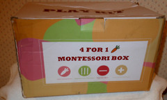 Montessori 4 IN 1 Wooden Boxes with Storage Basket New in Box #l160K