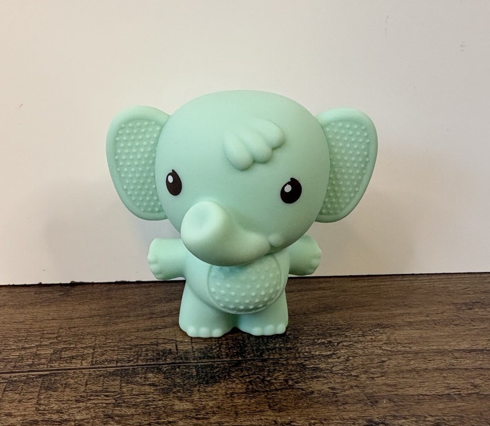Infantino Rubber Animal Bath Tub 3″ Teal Cartoon Elephant Figure