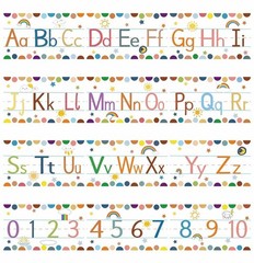 12 Pcs Alphabet Bulletin Board Strips Alphabet and Number Lines ABC Rainbow T…