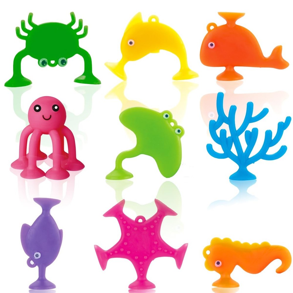 Suction Bath Toys for Small, Red, Orange, Yellow, Green, Blue, Indigo, Violet