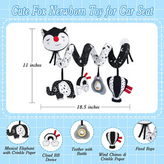 Car Seat Toys for Babies 0-6 Months, Black and White High Contrast Baby