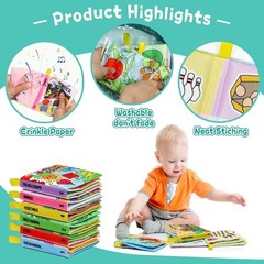 Soft Baby Books 6PCS Cloth Bath Toys Crinkle Washable Non-Toxic Educational