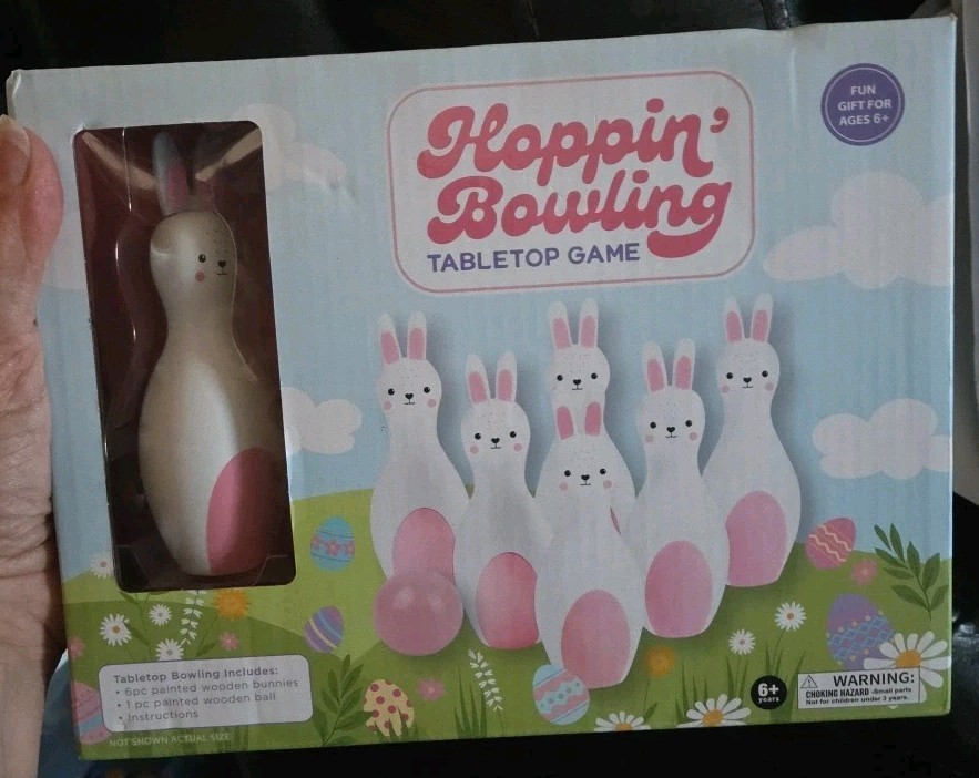 ECCOLO Toys Wooden HOPPIN’ BUNNY BOWLING Tabletop Game Kids 6 Pins And Ball