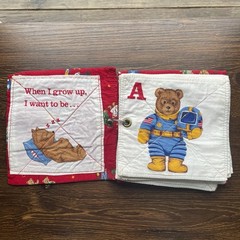 ABC Bear Alphabet Cloth Book Occupations Soft Washable Baby Toddler Handmade
