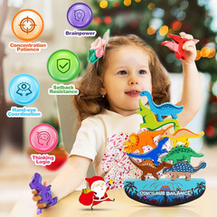 Dinosaur Toys for Kids 3-5: Wooden Stacking Montessori Toys for 3 4 5 6 7 8 Year