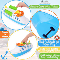 ® 41Cm (16″) Colourful Cruise Ship with Moveable Doors – Kids Floating Water Toy