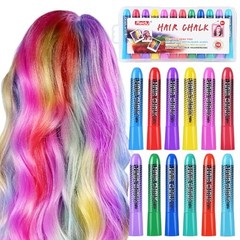 Hair Chalk for Girls Washable, 12-Color Temporary Hair Chalk for Gifts, Hair