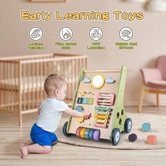 Wooden Baby Walker with Wheels, Push Toy for Boys Girls 12 | Wooden push wal…