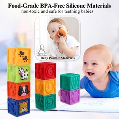 Baby Blocks, 9PCS Soft Squeeze Building Blocks Stacking Toys for 6+ Months Ba…