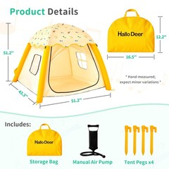 HalloDeer Kids Play Tent with Star Lights, Inflatable Toddler Tent Dome for B…