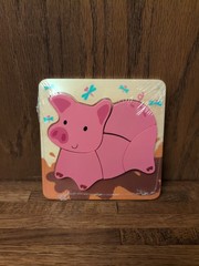 Wooden Pig 5 Piece Puzzle For Toddlers Kids Montessori Early Educational Toys