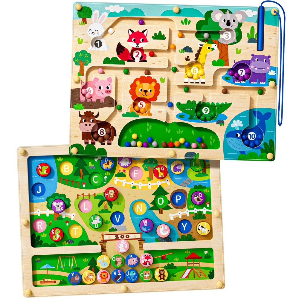 2 in 1 Magnetic Color and Number Maze Magnet Alphabet Counting Dinosaur Doubl…