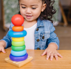 Wooden Stacking Ring Toy – Educational Rainbow Baby Stacker