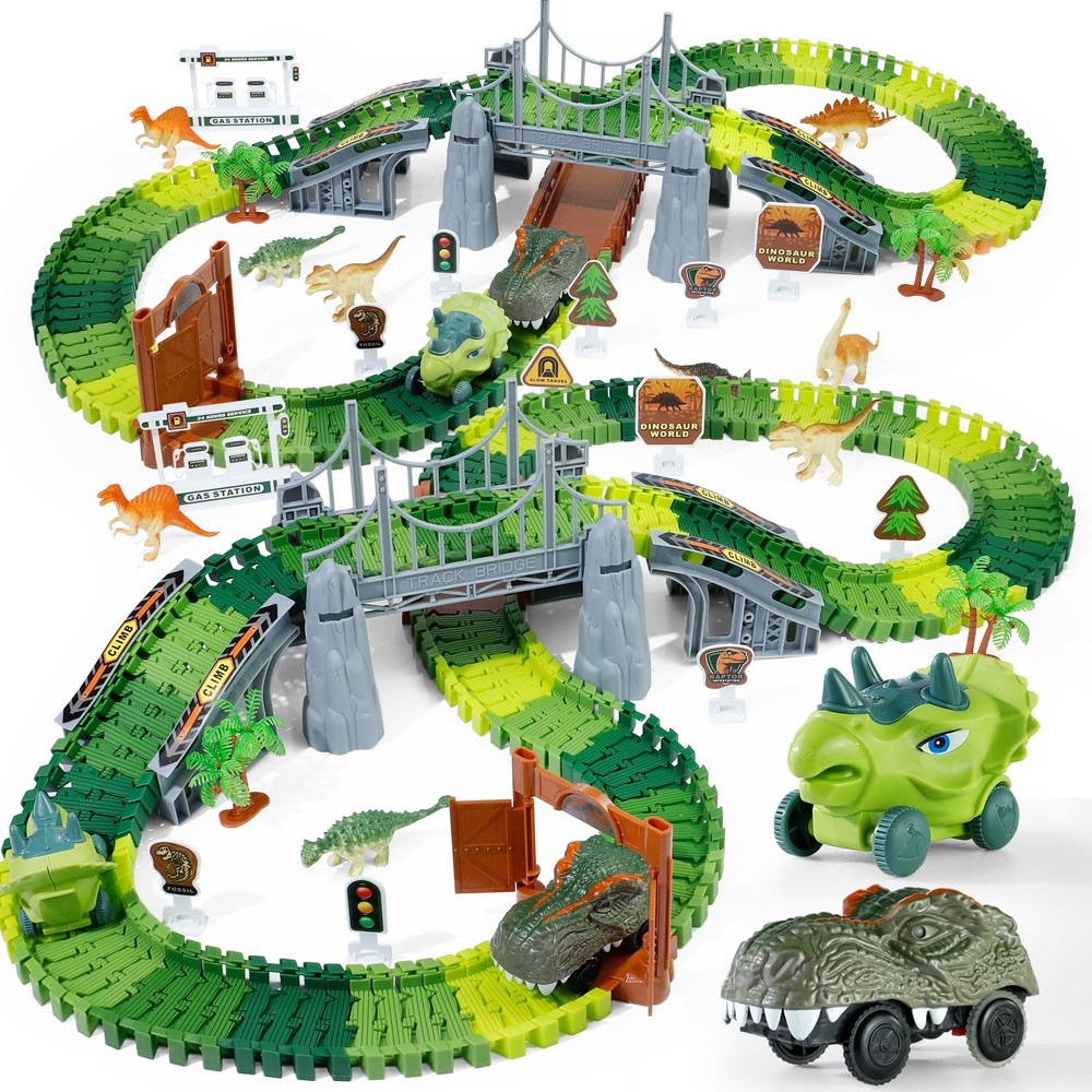 Dinosaur Toys, Dinosaur Race Track for Kids 35, Flexible Train Track Playset …