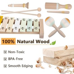 Baby Musical Instruments-Montessori Wooden Toys for Toddlers,Colors Neutral