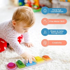 Montessori Toys for 1+ Year Old, Wooden Baby Stacking Shape Color Sorting Toys f