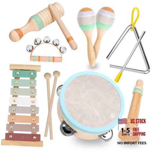Kids Musical Instruments Set, Neutral Colors Wooden Montessori Toys |