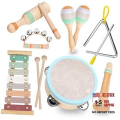 Kids Musical Instruments Set, Neutral Colors Wooden Montessori Toys |