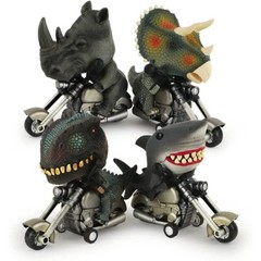 4Pack Dinosaur Toy Cars Friction Powered Motorcycle Game for 3 4 5 Year Old Kids