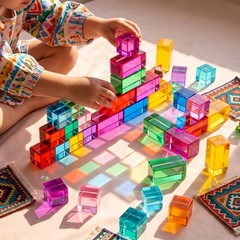 20 Pcs Acrylic Gem Cubes Blocks for Kids Translucent Rainbow Building Blocks …
