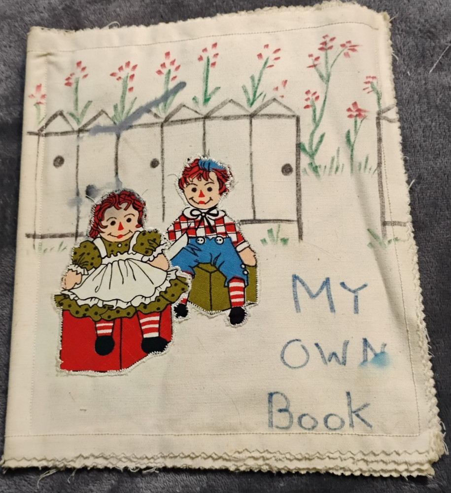 Vintage Handmade Cloth Children’s Sensory Learning Book with Raggedy Ann Cover