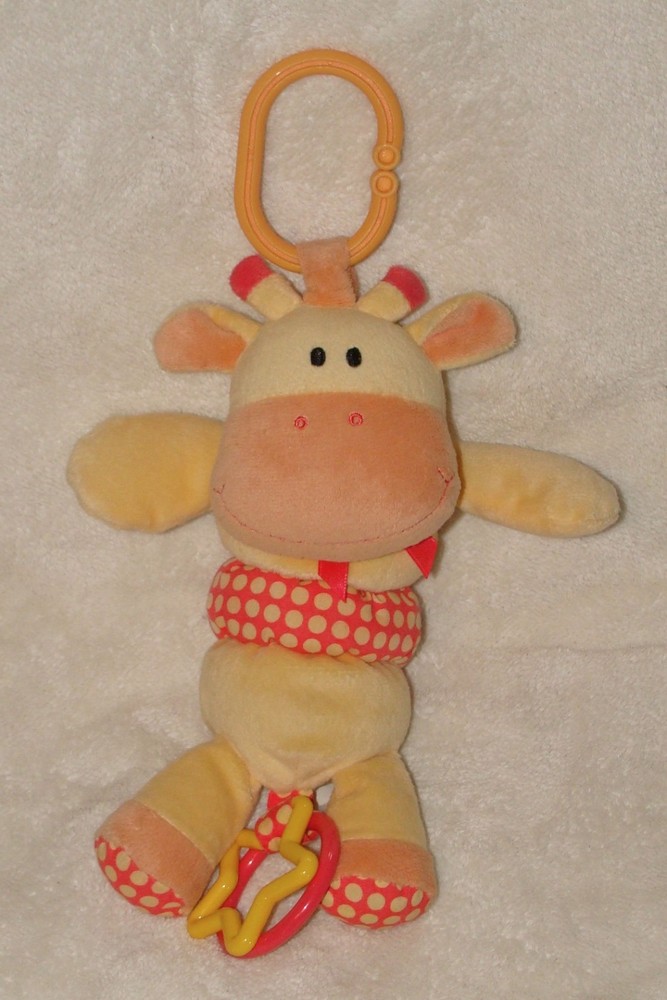 Koala Baby Giraffe Plush Pull Toy Crib Stroller Clip Yellow Orange Rattle