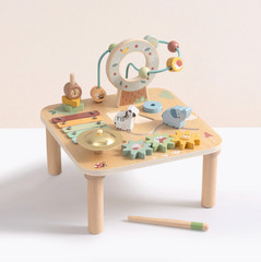 Wooden Baby Activity Table Bead Maze Xylophone Shape Sorter Learning Toy