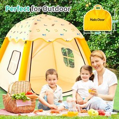 HalloDeer Kids Play Tent with Star Lights, Inflatable Toddler Tent Dome for B…