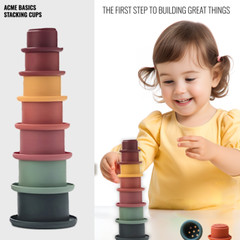 Toy Stacking Cups. Waterproof Silicone. Soft Toys for Toddlers Early Education