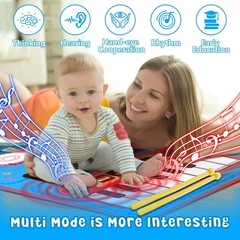 2-in-1 Blue Musical Mat with Piano & Drum Set for Kids 1-5 – Fun Learning!